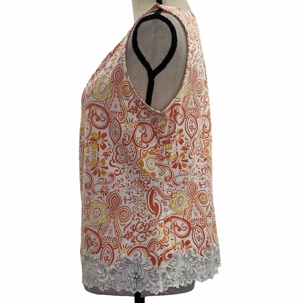 COLDWATER Creek Paisley Lace Sleeveless Top Large - Picture 4 of 10